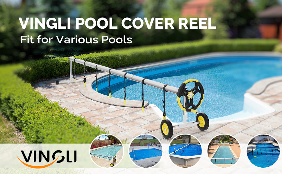 VINGLI 18 Feet Pool Solar Cover Reel Set