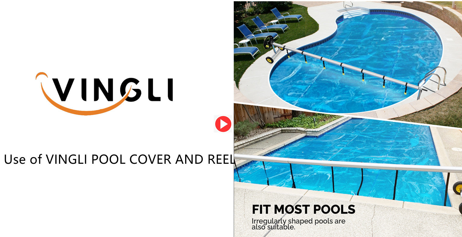 VINGLI Pool Cover Reel Above Ground Swimming Pool Cover Reel 16 ft Without Decking Solar Blanket Roller Systems with Tube Set for Various Shape Pool