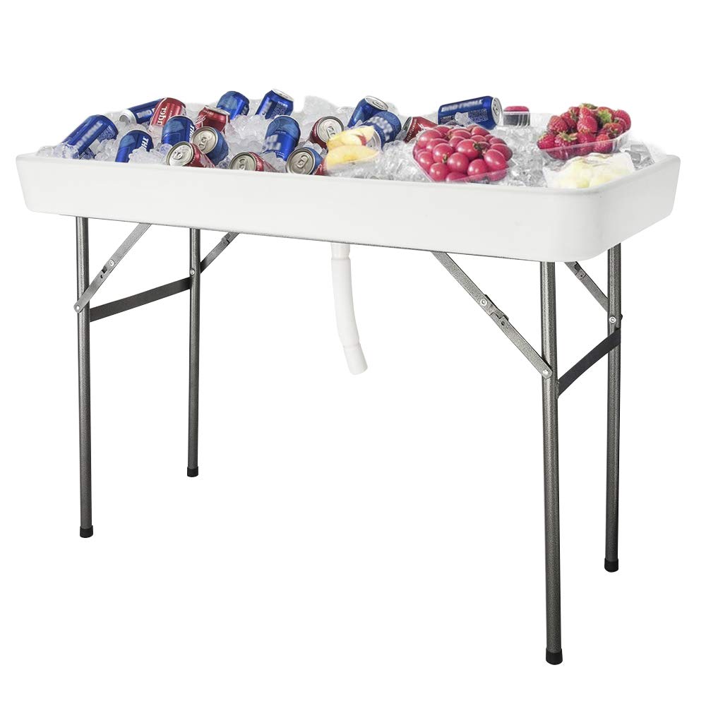 VINGLI Party Ice Cooler Folding Table White