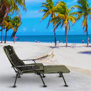 VINGLI Oversized Fishing Chair with Footrest Support 440 lbs 160 Adjustable Backrest, Black & Army Green