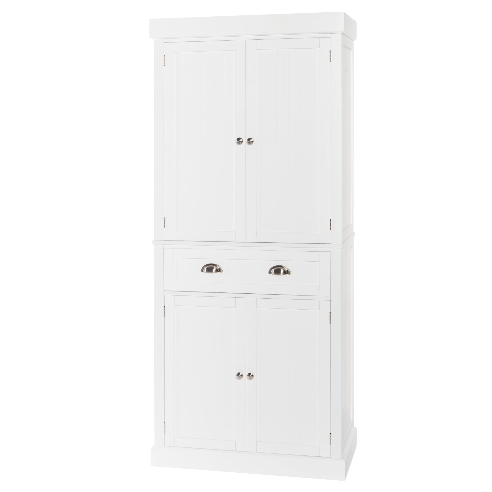 Farmhouse Kitchen Pantry Storage Cabinet with Drawer and Adjustable  Shelves, Pantry Cabinet for Kitchen, Bathroom or Hallway, White