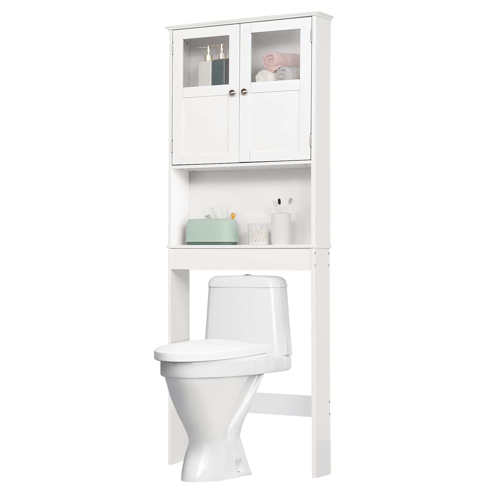 VINGLI Bathroom Wall Cabinet 21x8.5x25 Modern White Medicine Cabinet Organizer Over The Toilet Storage with 2 Doors