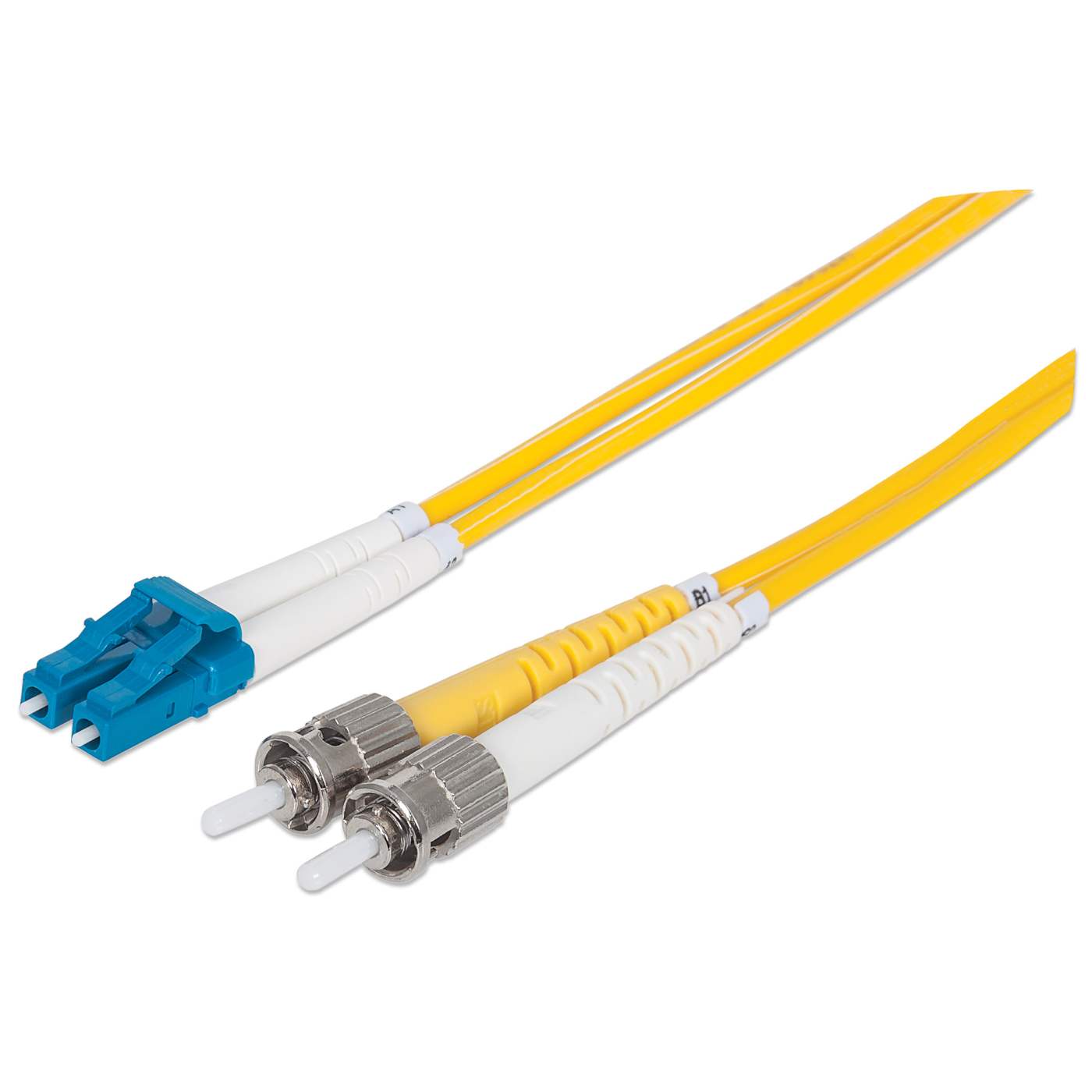 2 m LC to ST UPC Fiber Optic Patch Cable, 3.0 mm, Duplex, LSZH, OS2 Singlemode, Yellow