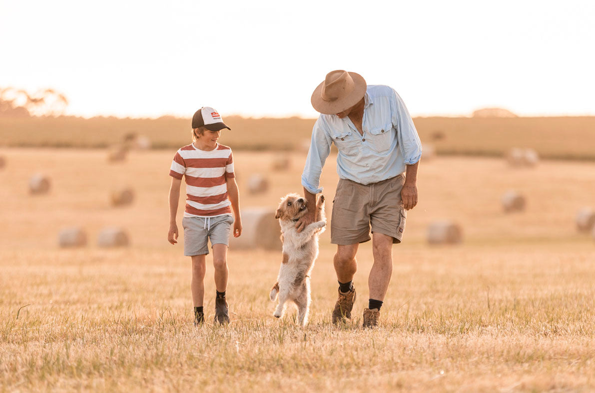 Family Hay making season Australia