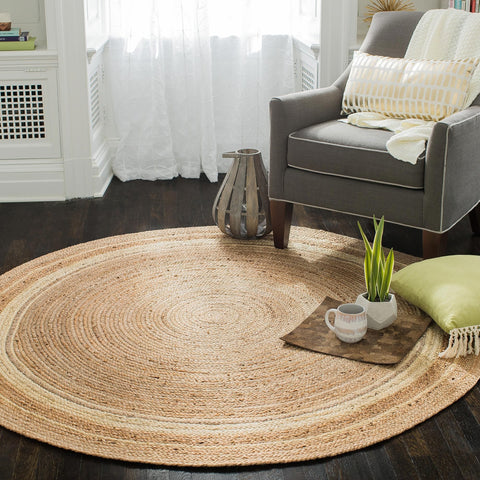 Kerala Ivory Round Oval Jute Area Rug – Anji Mountain