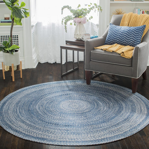 Jolie Blue and Green Braided Area Rug with Included Rug Pad