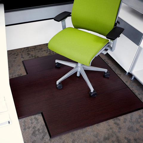 Bamboo Office Chair Mat (Roll-Up), 36x48x5mm (with lip) - Dark Cherry