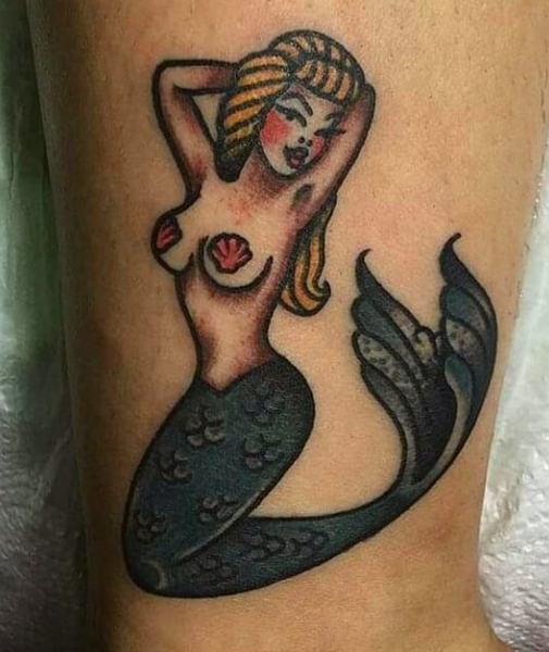 Mermaid Pinup Tattoo Design Old School Sailor Jerry Lady SVG  Etsy