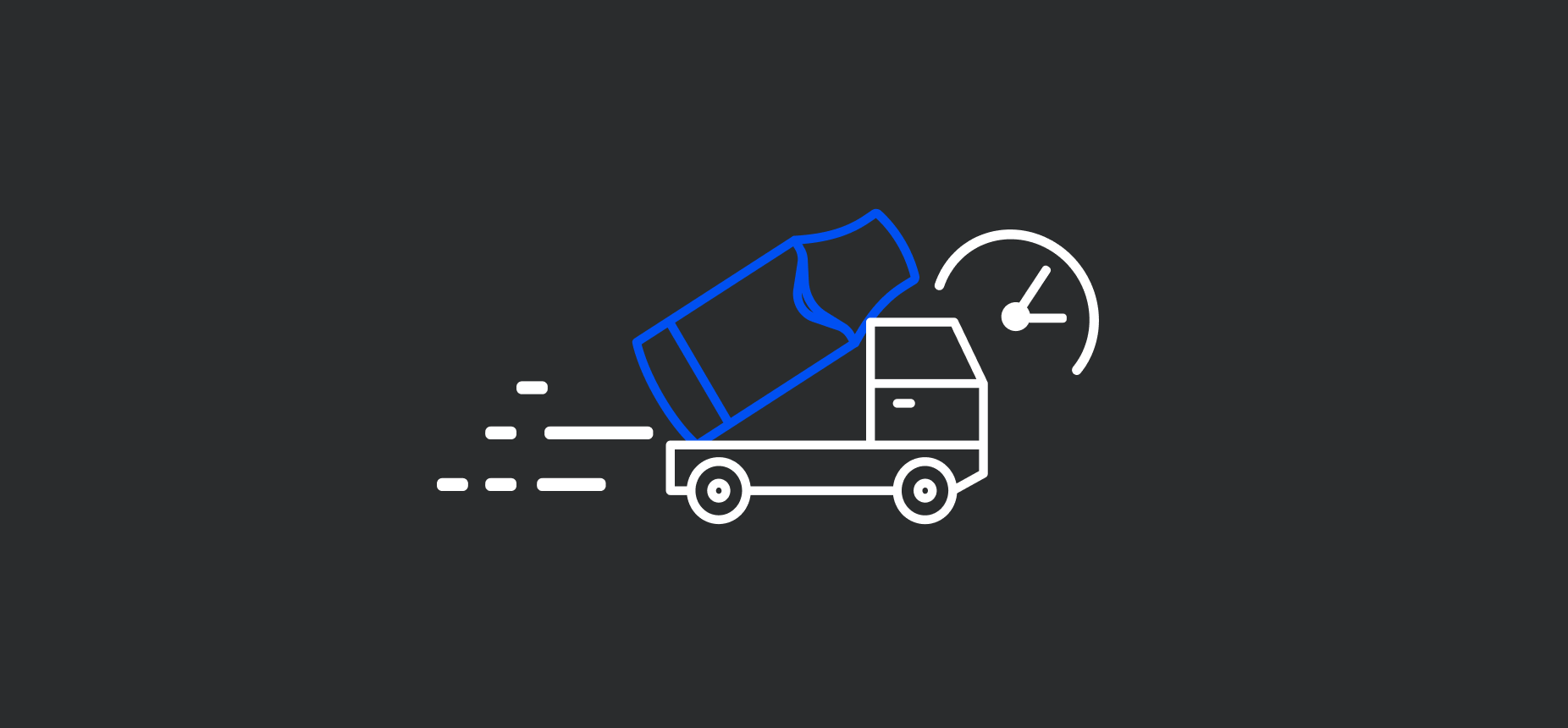 Black image with artwork of truck delivering vape