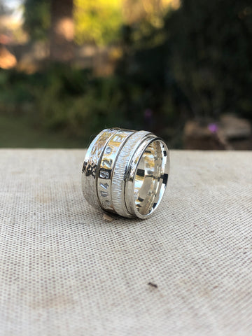 Silver GPS Ring Chunky Made in Zimbabwe Customizable