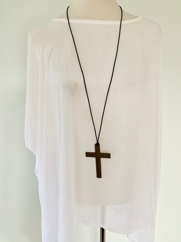 Large St. Benedict Gold Cross Necklace — WE ARE ALL SMITH