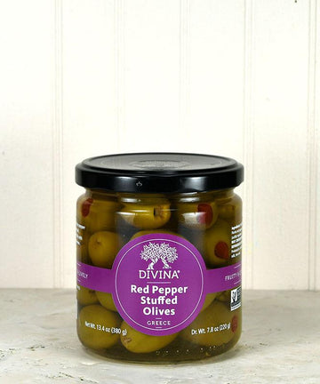 Red Pepper Stuffed Olives  Shop Divina Food Products