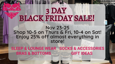 Black Friday sale includes Buy 1 Get 1 25% off all basic stock, or 25% off sleepwear, loungewear, lingerie