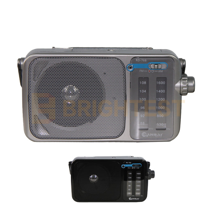 Portable AM/FM Radio Battery Powered AC/DC Earphone Plug Jack Speaker