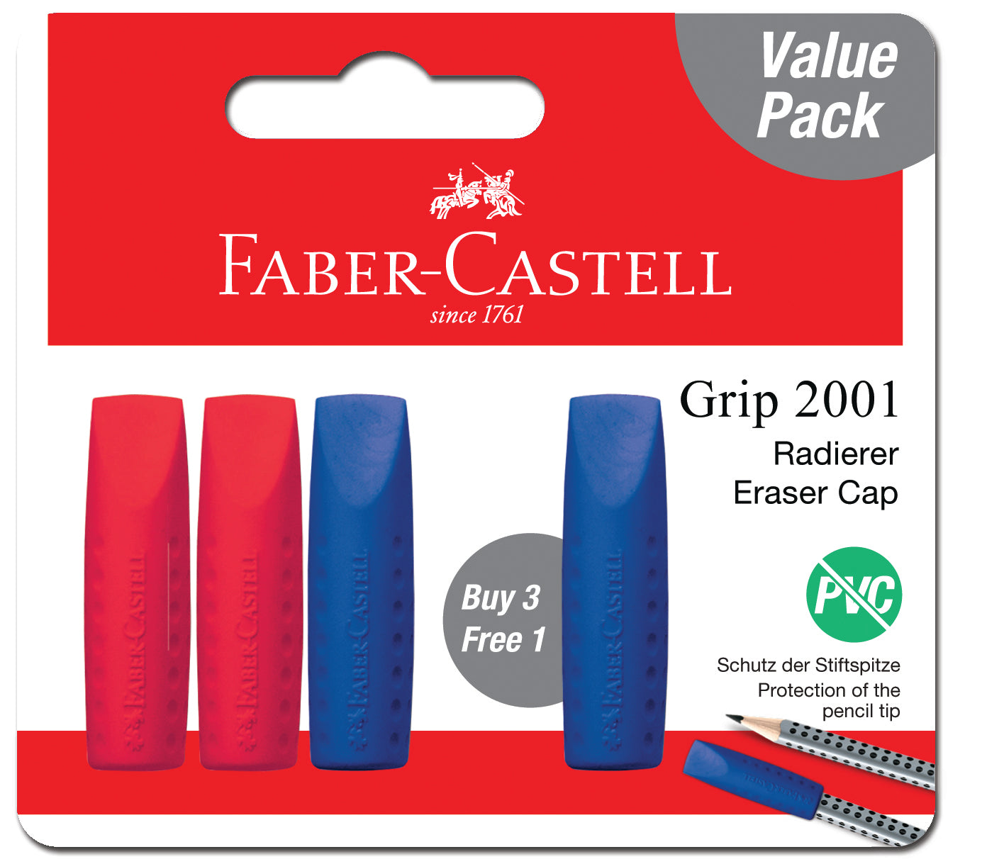 Faber Castell Eraser Cap Grip Jumbo Grey