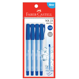 Faber-Castell NX 23 Ball Pen Box of 50 (0.5mm, Blue) -Frosted Design, Matte Grip, Super Smooth Pen, Ventilated Cap, Water Resistant, Needle Point