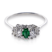 Vintage Platinum Emerald & Diamond Ring