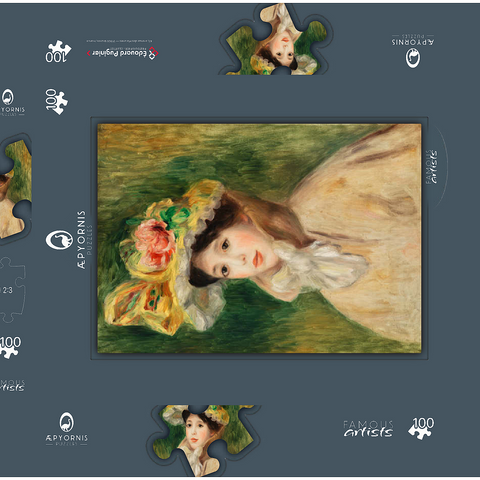 Woman with Capeline (Femme Ã la capeline) (early 1890s) by Pierre-Auguste Renoir 100 Puzzle Schachtel 3D Modell