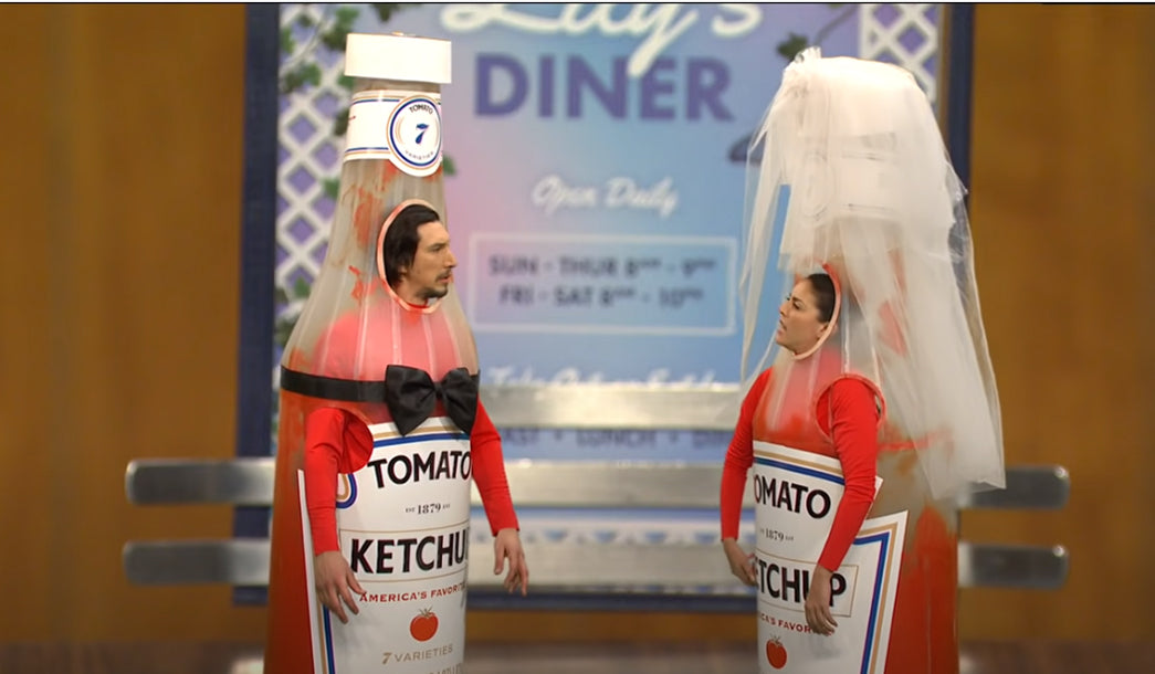 Adam Driver and Cecily Strong in SNL Ketchup Sketch