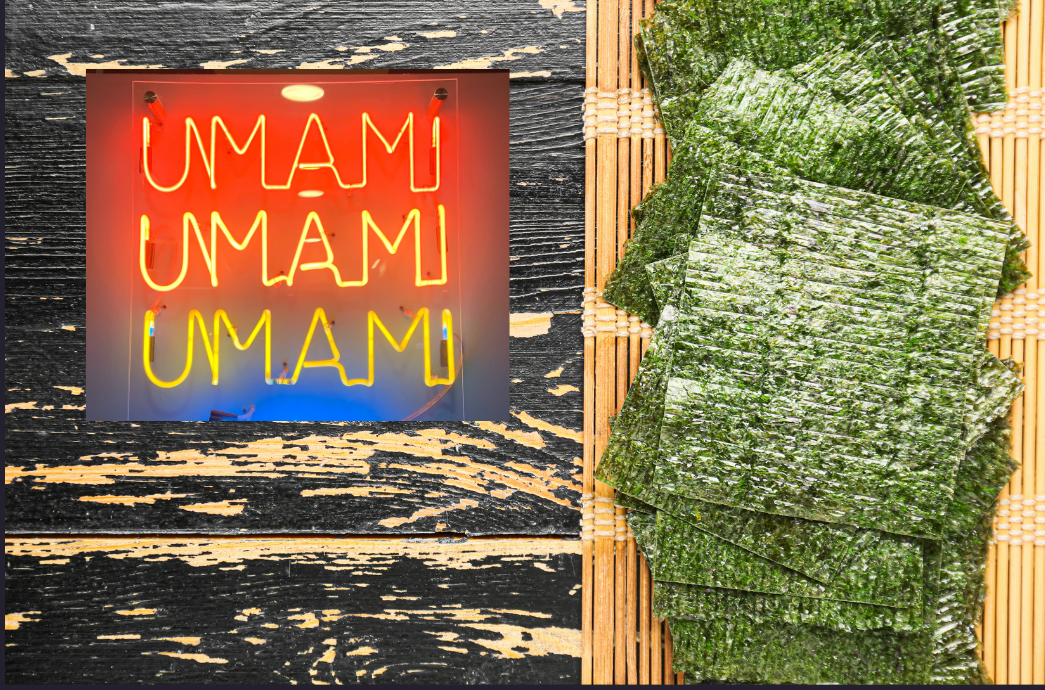 Umami Umami Umami Neon Sign and Nori Seaweed