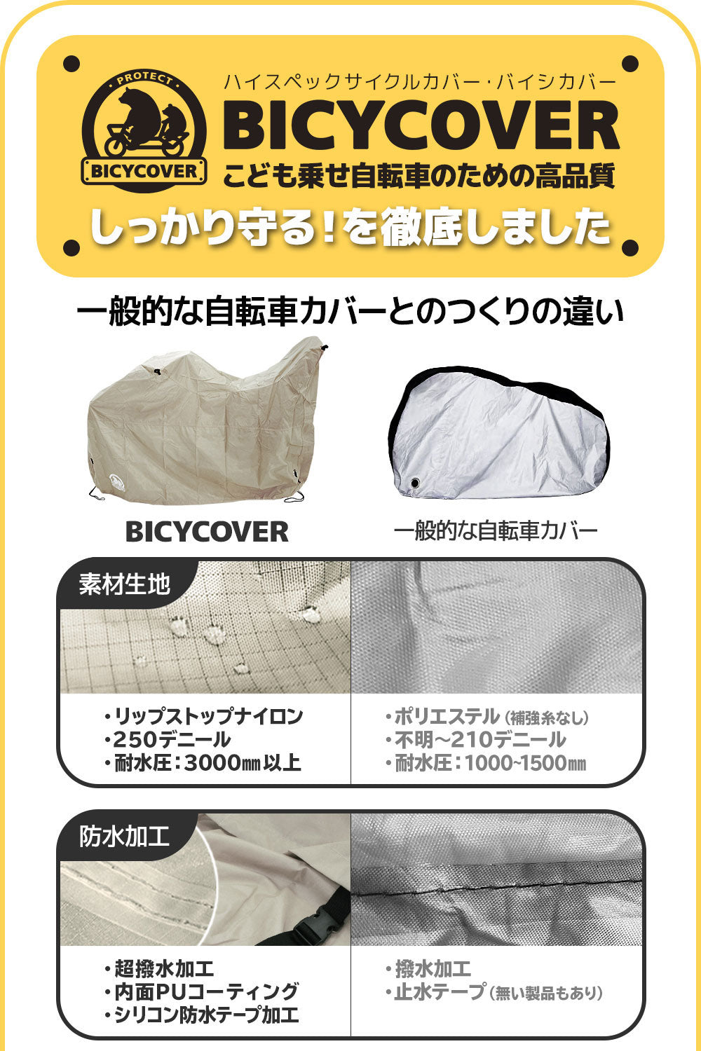 BICYCOVER バイシカバー ハイスペック サイクルカバー 自転車カバー 子供乗せ | アドベンチャーエイドストア