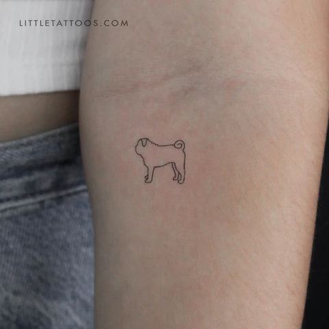 Dog Tattoos: Outline of a pug dog tattoo