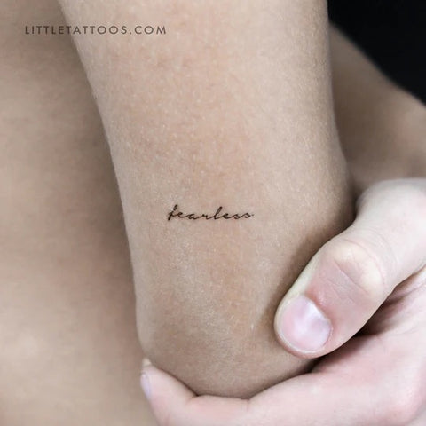 Mantra tattoos: fearless handwritten tattoo