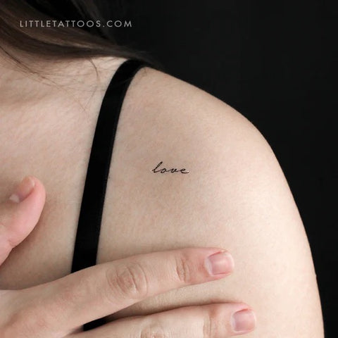 Mantra tattoos: love word tattoo