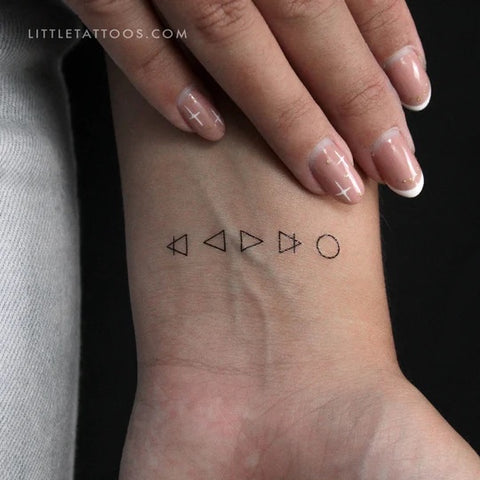 Nature tattoos: Alchemy symbol fine line tattoo