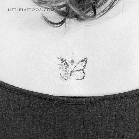 Nature tattoos: Mother nature tattoo of flower butterfly woman