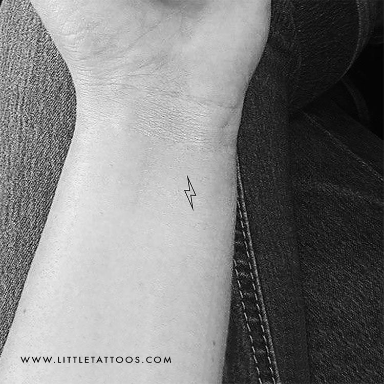 Small Lightning Bolt Outline Temporary Tattoo - Set of 3 – Little Tattoos