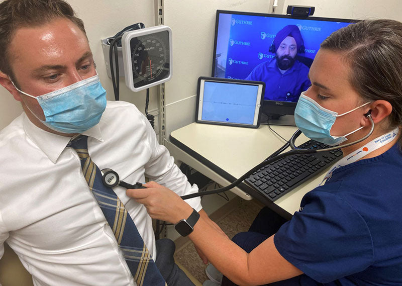 Telemedicine | Nurse screens with the Eko CORE & iPAD while doctor directs exam through livestreaming