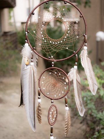 triple brown native american dreamcatcher