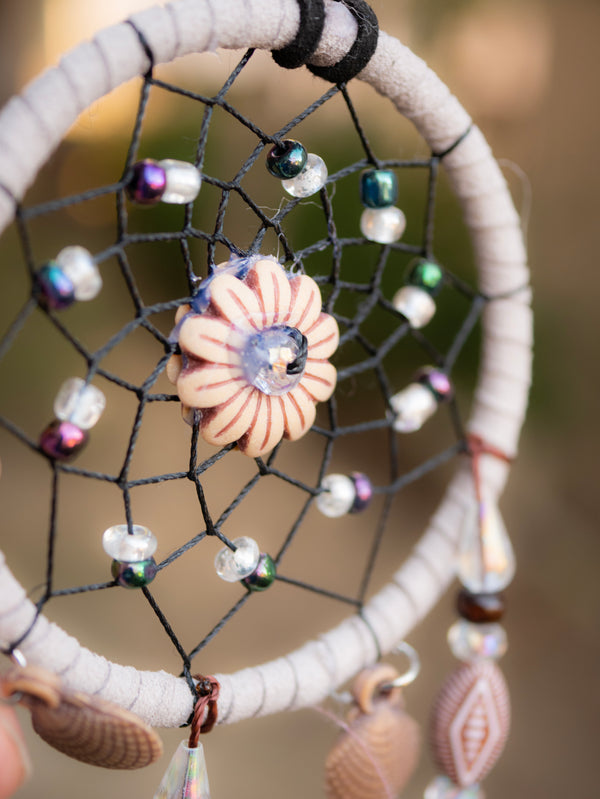 Ombre White Dreamcatcher With White Purple & Indigo Feathers