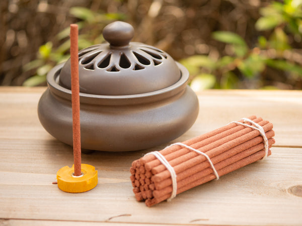 Carved Wooden Incense Burner - Brown - Hippie Incense Holder