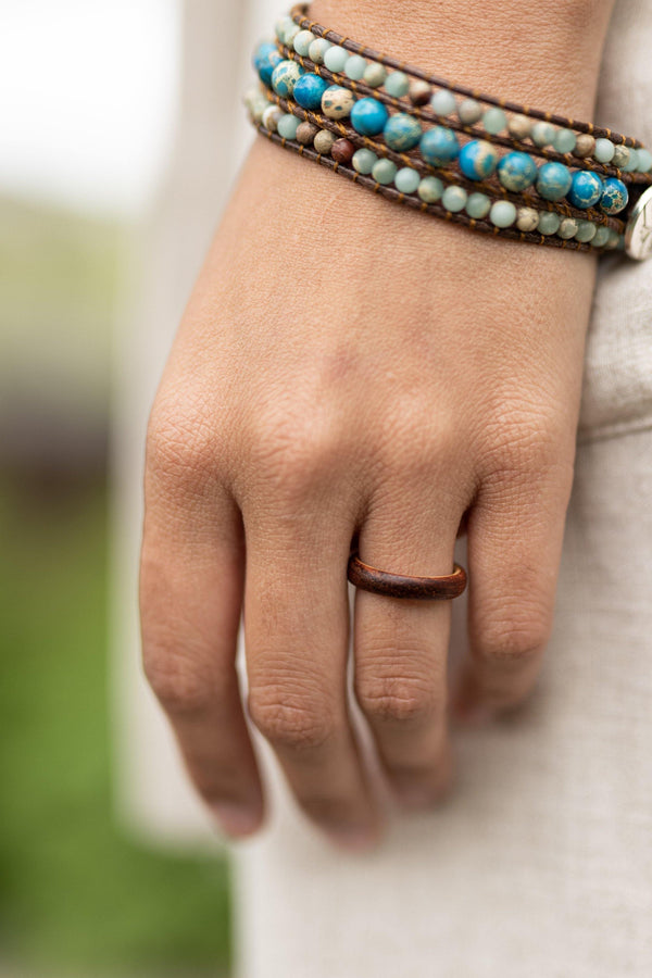 Ash Rosewood & Hawaiian Koa Womens Wood Ring - Travel Ring - Wood Band –  Pure Chakra