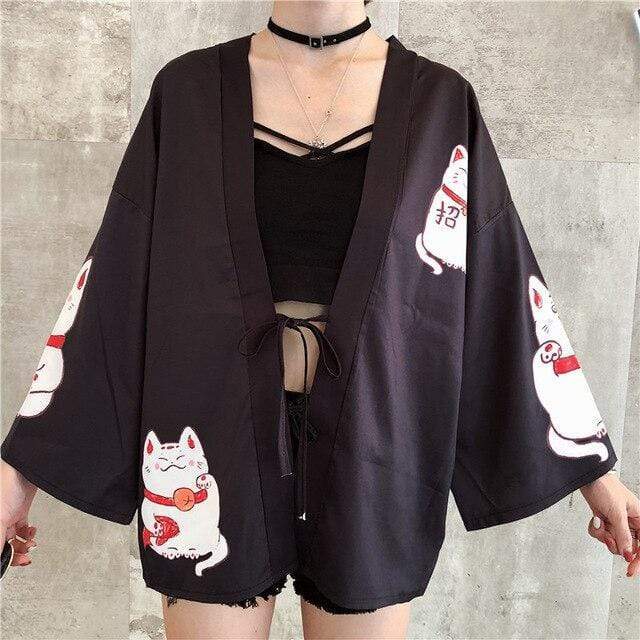 Kawaii Lucky Cats Kimono – BlossomMemento