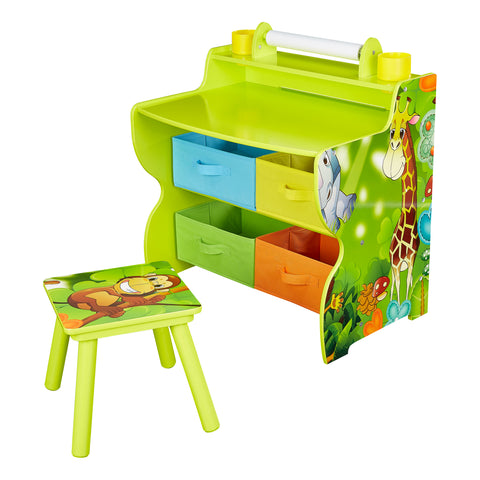 Senda Jungle Kids Writing Desk And Chair With 4 Storage Bins