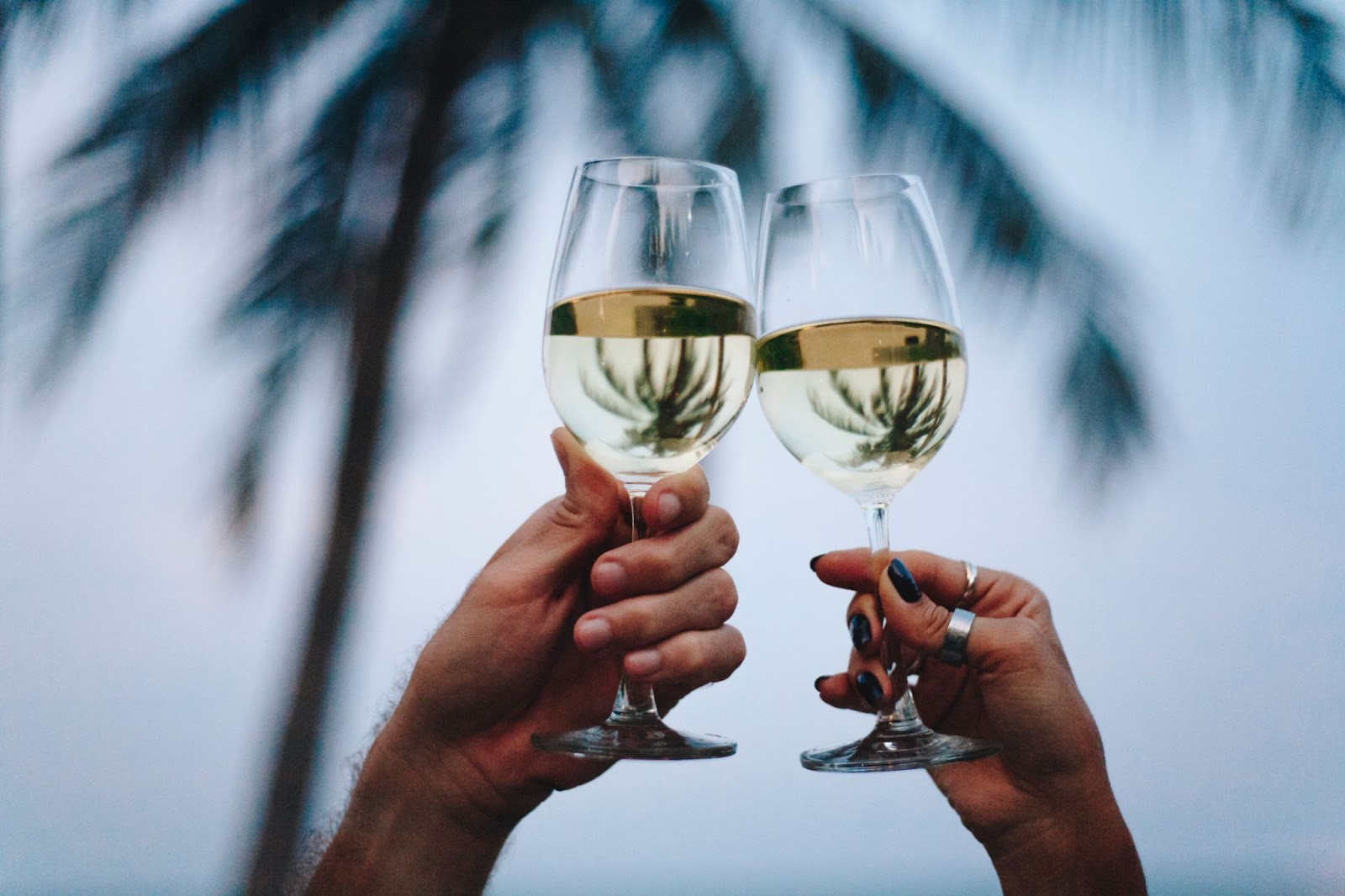 Couple enjoying a glass of Chardonnay