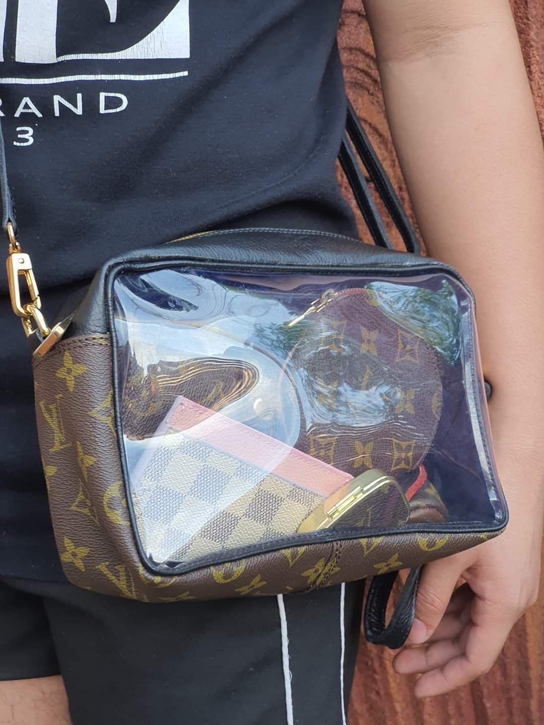 Upcycled Louis Vuitton Monogram Clear Stadium Crossbody Bags