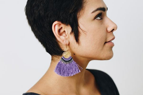 Tribal Spiral Tassel Earrings