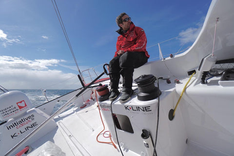 Tanguy de Lamotte auf seinem Boot