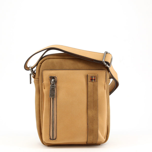 Кафява cross-body чанта с ципове и лого YUKON_LK1401