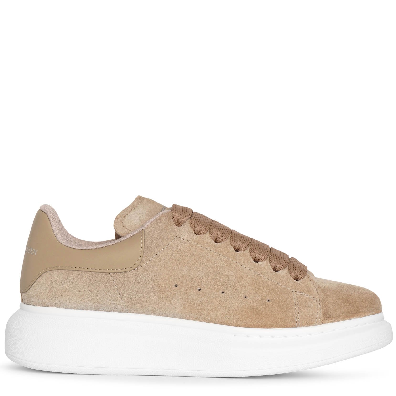 Alexander Mcqueen Beige And White Classic Suede Sneakers