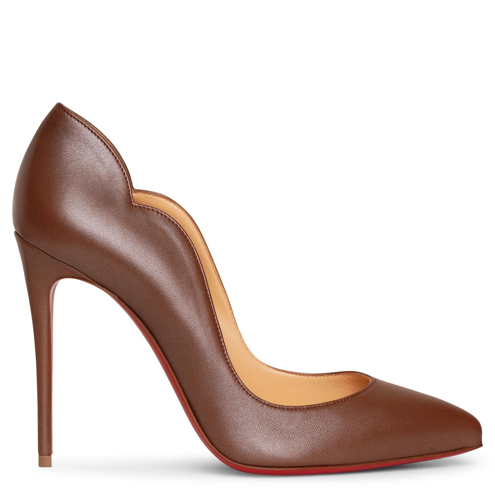 CHRISTIAN LOUBOUTIN HOT CHICK 100 BROWN NAPPA PUMPS