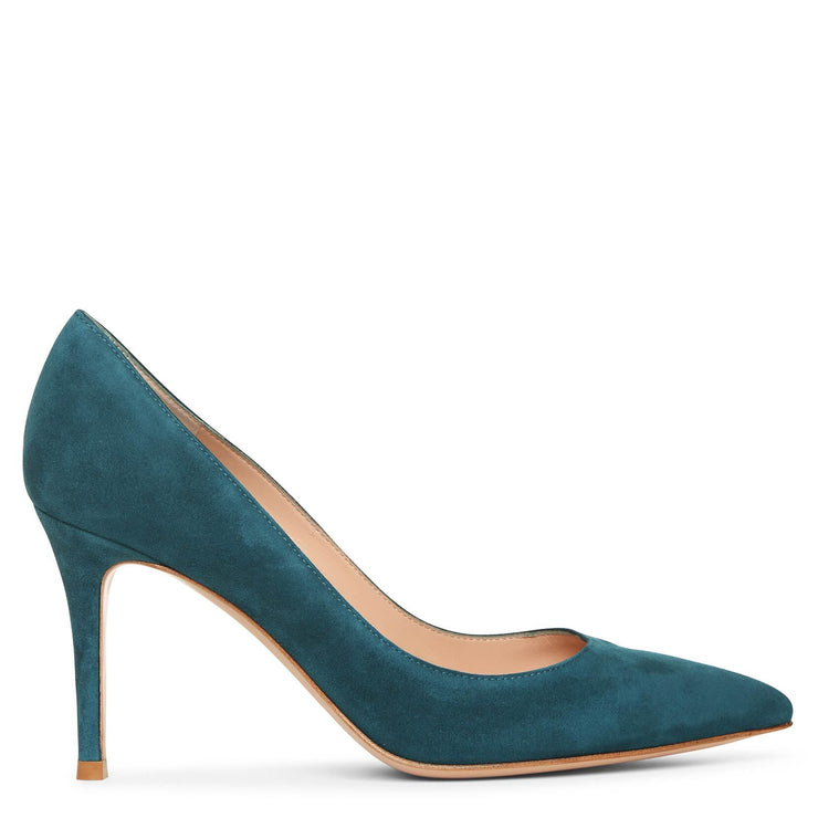 turquoise suede pumps