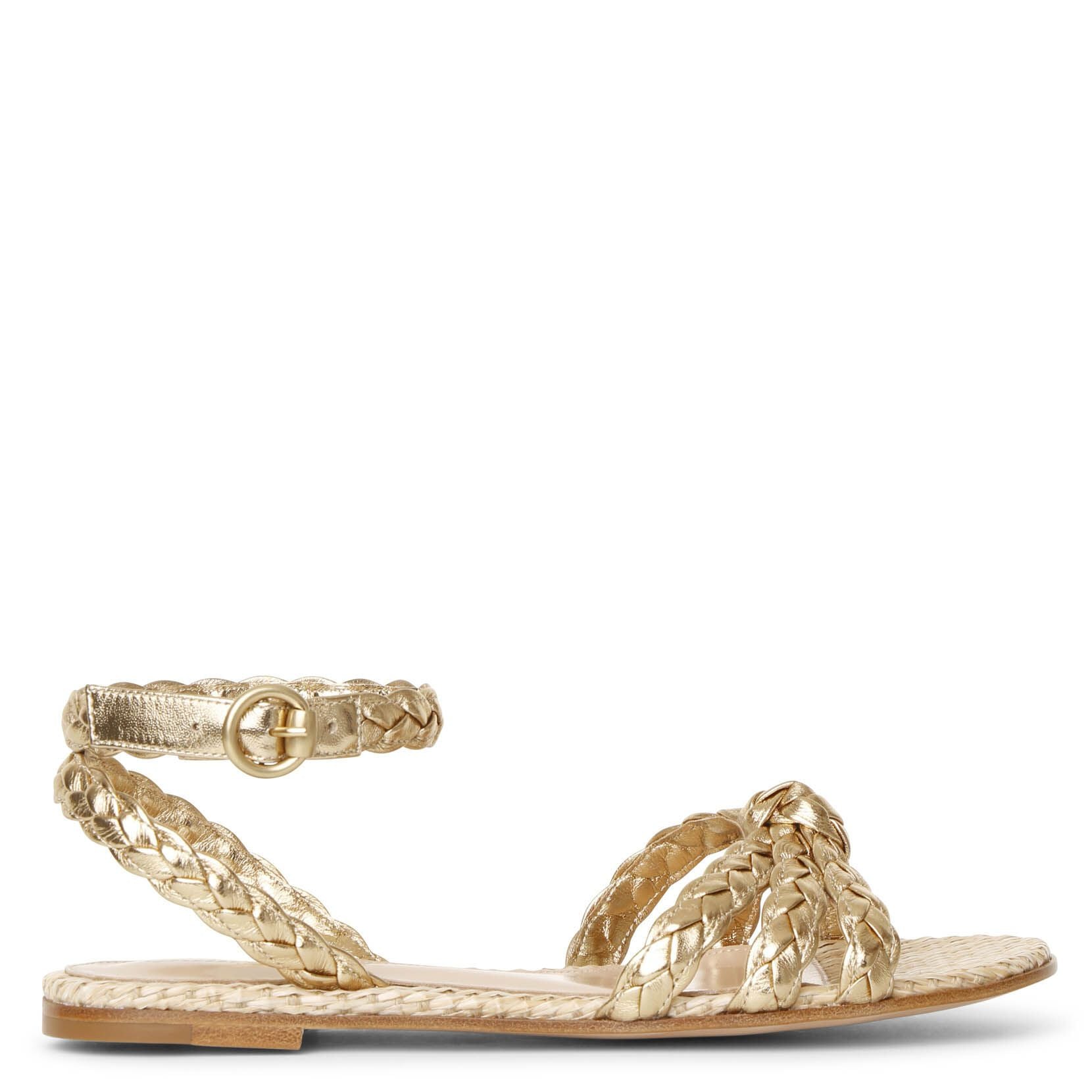 Gianvito Rossi | Bee flat gold and raffia sandals | Savannahs