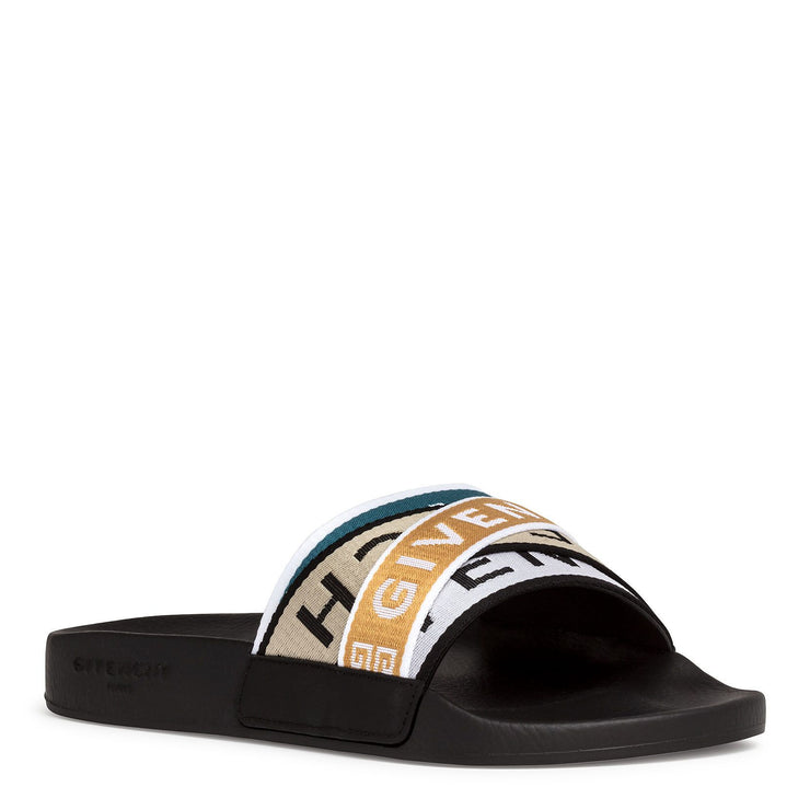 givenchy multicolor logo strap slides