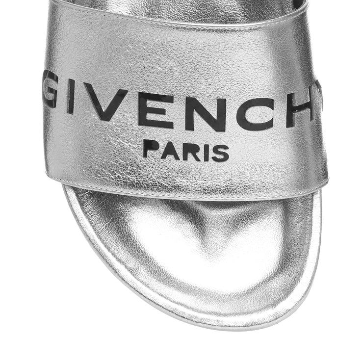 Givenchy | Metallic silver leather pool slides | Savannahs