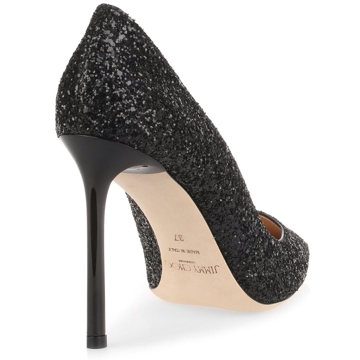 Jimmy | Romy 100 black coarse glitter pump |